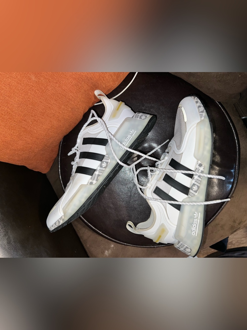 Adidas NMD_R1 V3 'White Gold Plaid' sneakers men’s size 12.5